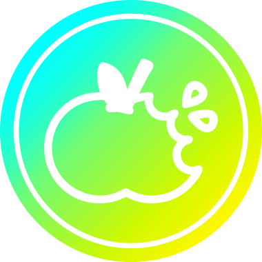 Isırılmış elma dairesel simgesi, bir insan tarafından çizilmiş.