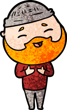 Bir insan tarafından çizilmiş mutlu sakallı bir adam.