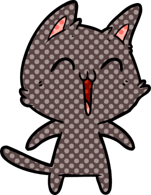 Mutlu çizgi film kedisi miyavlıyor bir insan tarafından