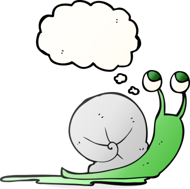 Bir insan tarafından çizilmiş serbest çizim balon karikatür salyangozu.