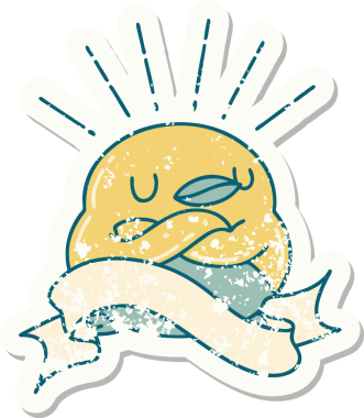 Bir insan tarafından çizilmiş katlanmış kanatları olan eski bir dövme stili Robin çıkartması.