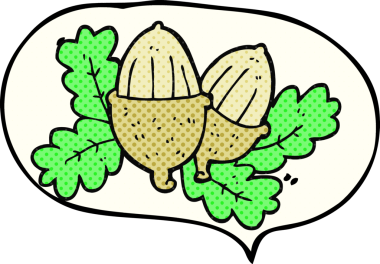 Bir insan tarafından çizilmiş serbest çizilmiş çizgi roman konuşma balonu meşe palamudu.