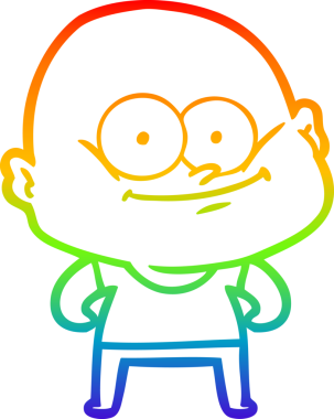 Gökkuşağı gradyan çizgi çizimi bir insan tarafından çizilmiş kel bir adamın çizimi