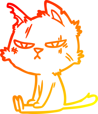 Bir insan tarafından çizilmiş sert bir çizgi film kedisinin sıcak çizgi çizimi