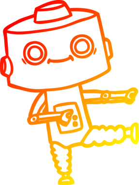 Bir insan tarafından çizilen çizgi film robotunun sıcak çizgi çizimi