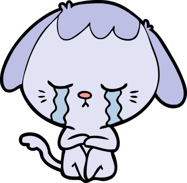 Bir insan tarafından çizilmiş ağlayan bir köpek.