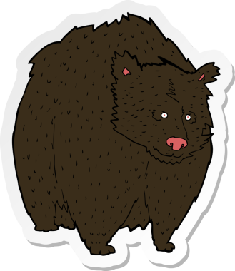 Bir insan tarafından çizilmiş dev bir siyah ayı çizgi filminin çıkartması.