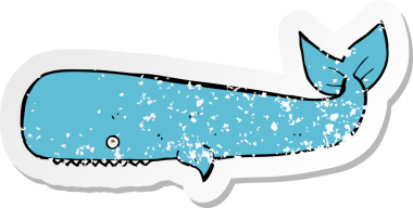 Bir insan tarafından çizilmiş karikatür balinasının gerilimli çıkartması.