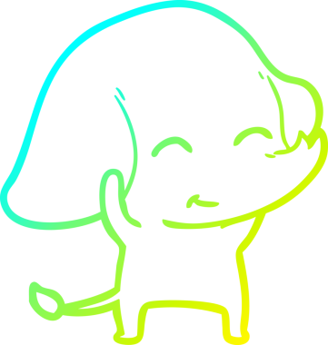 Bir insan tarafından çizilmiş şirin bir filin soğuk gradyan çizgisi