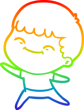 gökkuşağı gradyan çizgi çizimi bir insan tarafından çizilmiş mutlu bir çocuk