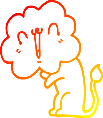 Bir insan tarafından çizilmiş şirin bir aslanın sıcak çizgi çizgisi.