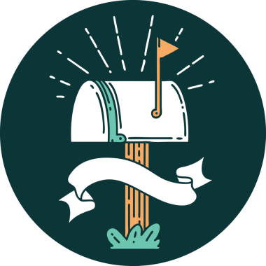 Bir insan tarafından çizilmiş dövme stili kapalı posta kutusu simgesi