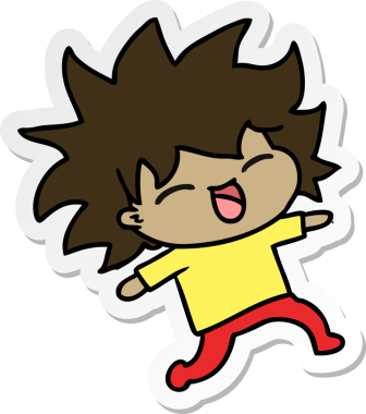 Bir insan tarafından çizilmiş kawai kızının serbest sticker karikatürü.