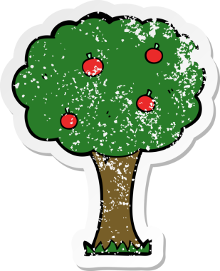 Bir insan tarafından çizilmiş elma ağacının sıkıntılı çıkartması.