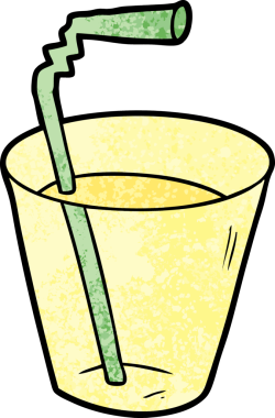 Bir insan tarafından çizilmiş samanlı çizgi film içeceği.