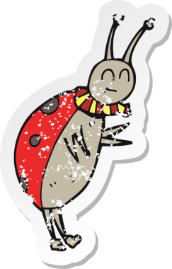 Bir insan tarafından çizilmiş uğurböceği çizgi filminin gerilimli yapıştırması.