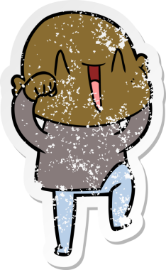 Bir insan tarafından çizilmiş mutlu, kel bir adamın sıkıntılı çıkartması.