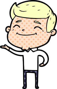 Bir insan tarafından çizilmiş mutlu çizgi film adamı.