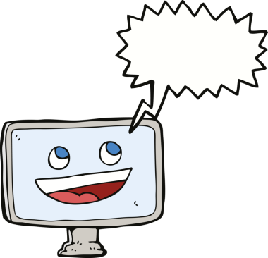 bir insan tarafından çizilmiş konuşma baloncuklu bilgisayar ekranı