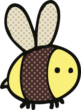 Bir insan tarafından çizilmiş çizgi roman tarzı bir arı.