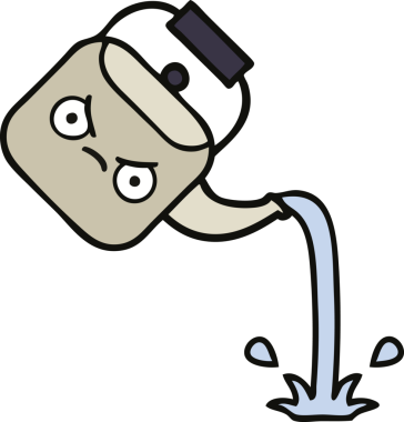 Bir insan tarafından çizilmiş tatlı bir çaydanlık karikatürü