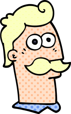 Bir insan tarafından çizilmiş bıyıklı karalama adamı.