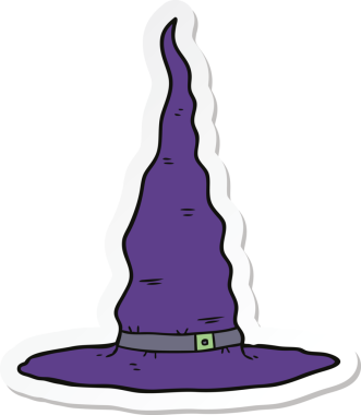 Bir insan tarafından çizilmiş bir çizgi roman cadısının şapkası.