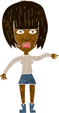 Çizgi filmdeki kadın bir insan tarafından çekiliyor.