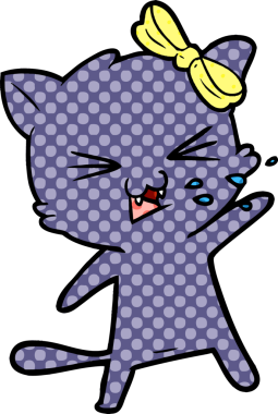 Bir insan tarafından çizilmiş çizgi film kedisi.