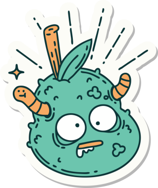 Bir insan tarafından çizilmiş çürük armut dövmesi stili.