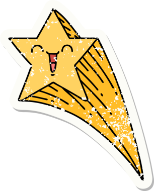 Bir insan tarafından çizilmiş eski bir dövme stili kayan yıldız çıkartması.