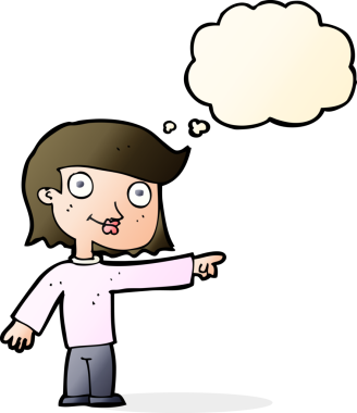 Bir insan tarafından çizilmiş düşünce balonlu bir çizgi film karakteri.