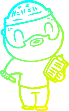 Bir insan tarafından çizilmiş sakallı bir karikatür çizimi.