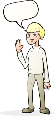 Bir insan tarafından çizilmiş konuşma balonlu bir çizgi film adamı.