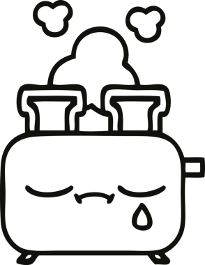 Bir insan tarafından çizilmiş bir tost makinesinin çizgi çizimi