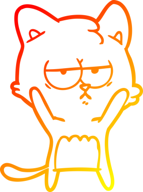 Bir insan tarafından çizilmiş sıkılmış çizgi film kedisinin sıcak çizgi çizgisi.