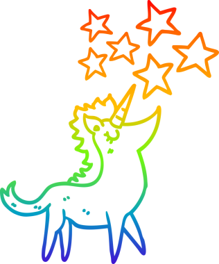 gökkuşağı gradyan çizgi çizimi bir insan tarafından çizilmiş tek boynuzlu at