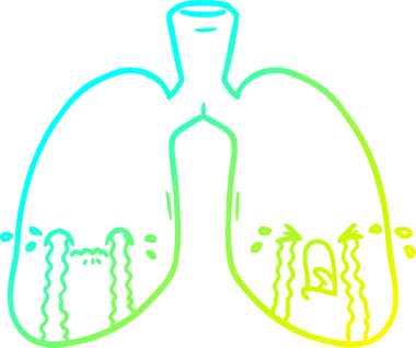 Bir insan tarafından çizilmiş ağlayan bir karikatür akciğerinin soğuk gradyan çizimi