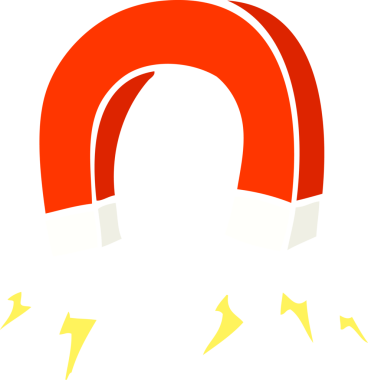 bir insan tarafından çizilmiş düz renk çizim karikatürü mıknatısı