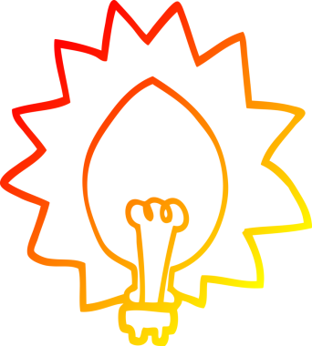 Bir insan tarafından çizilen çizgi film ampulünün sıcak gradyan çizimi