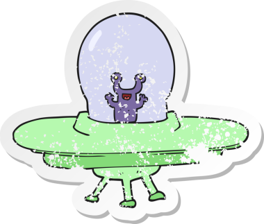 Bir insan tarafından çizilmiş uzaylı uzay gemisinin gerilimli çıkartması.