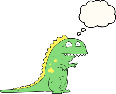 Bir insan tarafından çizilmiş serbest çizim baloncuk karikatür dinozor.