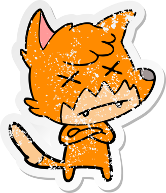 Bir insan tarafından çizilmiş ölü tilki çizgi filminin sıkıntılı çıkartması.