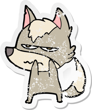 Bir insan tarafından çizilmiş kızgın bir kurdun sıkıntılı çıkartması.