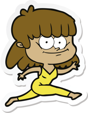 Bir insan tarafından çizilmiş gülümseyen bir çizgi film kızının çıkartması.