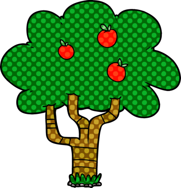 bir insan tarafından çizilmiş elma ağacı.