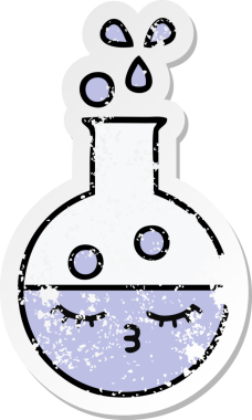 Bir insan tarafından çizilmiş şirin bir çizgi film test tüpünün sıkıntılı çıkartması.