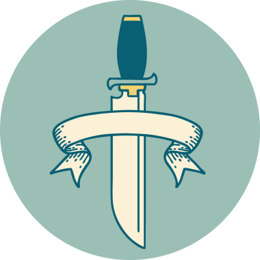 Bir insan tarafından çizilmiş bıçak sancağıyla dövme biçimi simgesi