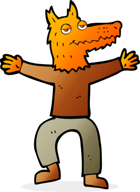 Bir insan tarafından çizilmiş tilki adam.