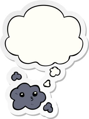 Düşünce baloncuklu şirin çizgi film bulutu insan tarafından çizilmiş bir çıkartma gibi.